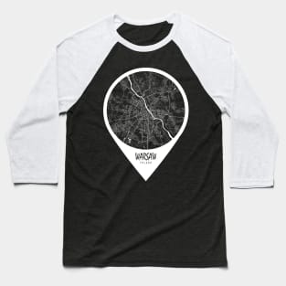 Warsaw, Poland City Map - Travel Pin Baseball T-Shirt